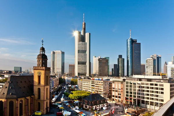 Widok na panoramę Frankfurtu z hauptwache — Zdjęcie stockowe