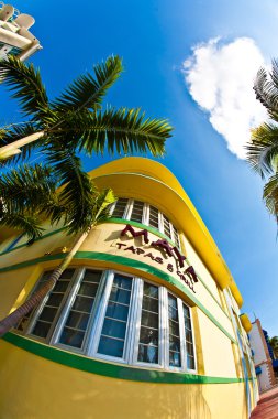 Midday view at ocean drive to the art deco buildings in Miami so clipart