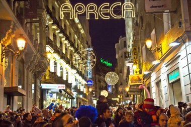 Puppet show by night in Madrid clipart