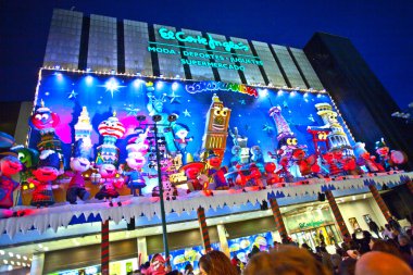 Puppet show by night in Madrid clipart