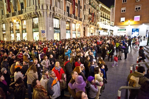 Loutkové představení v noci v Madridu — Stock fotografie