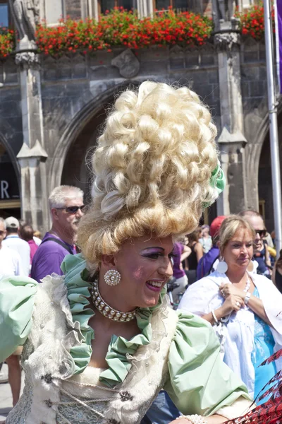 stock image celebrate the Christopher Street Day in Munich with color