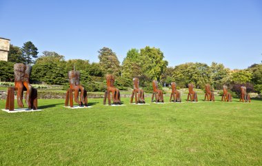 Magdalena Abakanowicz shows his steel sculptures in the Univers clipart