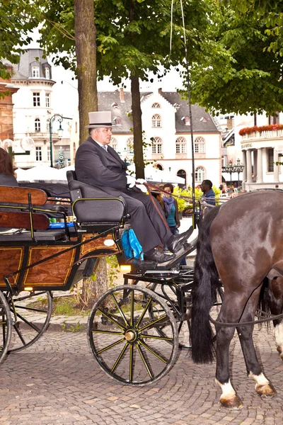 Stagecoach with coachman waiting for passenger — Stock Photo, Image