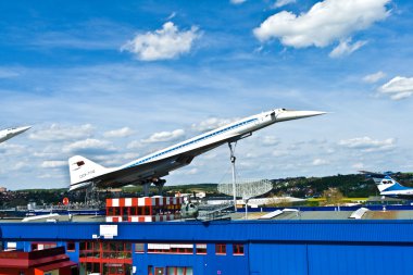 Supersonic aircraft Tupolev TU-144 in the museum in Sinsheim clipart