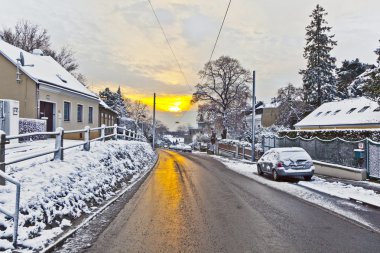 Village of Grinzing in early morning light in Wintertime clipart