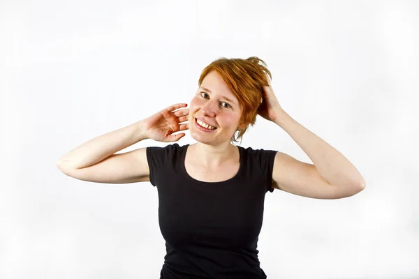 Vonzó nő, vörös hajú — Stock Fotó