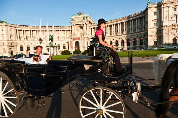 Повинні їхати в horsedrawn каретки званих fiaker і — стокове фото