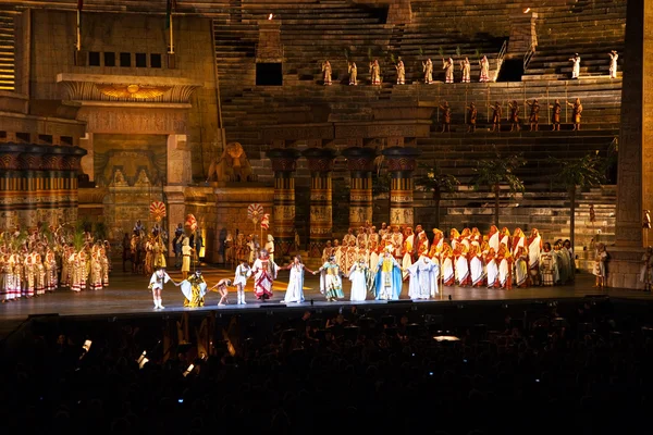 stock image Performance of aida in the arena of verona