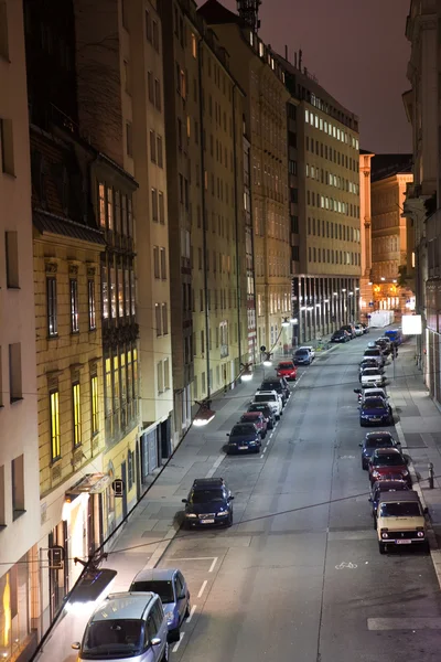 Wien - berömda smal gata i första distriktet i Wien på nig — Stockfoto
