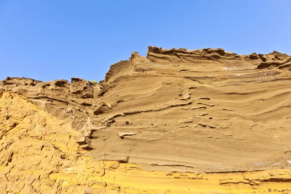 stock image Volcanic stone formation with blue sky at el Golfo, Lanzarote