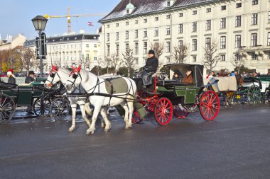 Traditional coach Fiaker traveling tourists clipart