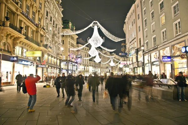Famous Graben street by night — Stock Photo, Image