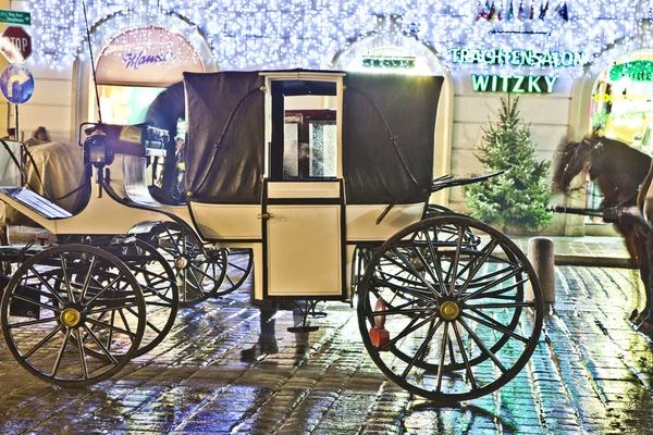 Koňmi tažený kočár v stefansplatz v srdci Vídně — Stock fotografie