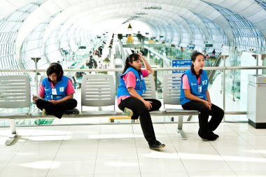 Women of the cleaning company at new Airport Suvarnabhumi have a clipart