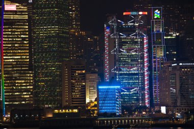 Hong kong Limanı lazer göstermek için Victoria manzarası