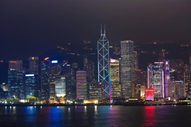 Hong kong Limanı lazer göstermek için Victoria manzarası