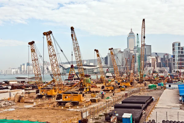 Vista para os canteiros de obras perto do porto de Victoria em H — Fotografia de Stock