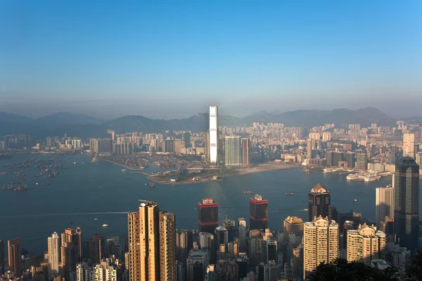 Hongkong widok od Wiktorii do zatoki i wieżowiec — Zdjęcie stockowe