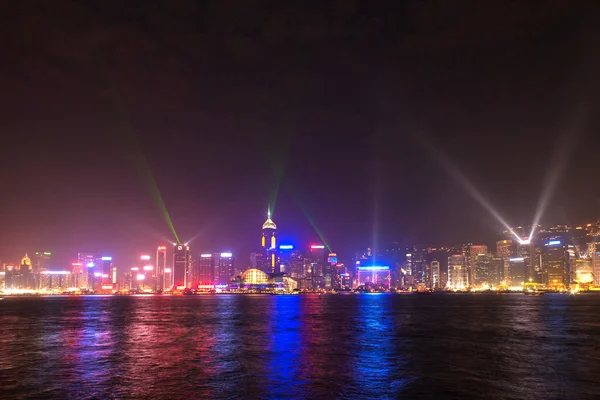 Hong kong berühmter laser harber show gesehen von kowloon — Stockfoto