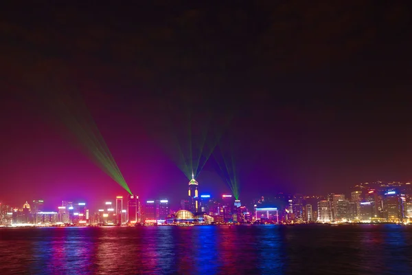 香港著名激光哈伯显示被看见从九龙 — 图库照片