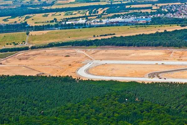 Aerial of new Runway under construction at airport Rhein-Main — Stock Photo, Image