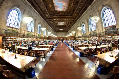 Inside famous old New York Public Library clipart