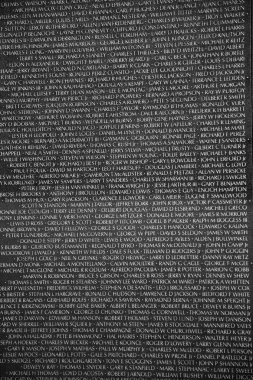 Names of Vietnam war casualties on Vietnam War Veterans Memorial clipart