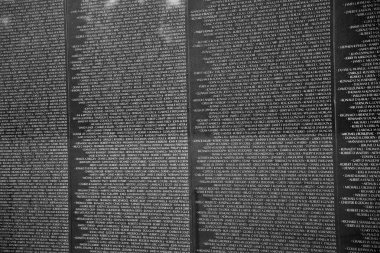 Names of Vietnam war casualties on Vietnam War Veterans Memorial clipart