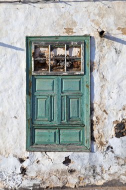 pencere ve kapı ile duvar eski ev chalked