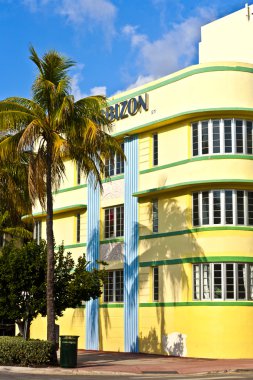 ocean drive miami Beach art deco architec ile öğle manzaraya