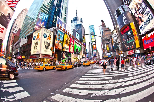 Times Square, featured with Broadway Theaters and huge number of LED signs, — Stock Photo, Image
