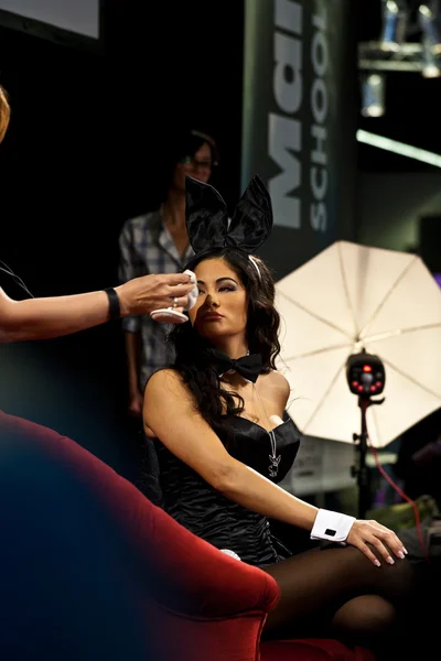 Playboy skjuta med modeller för besökare på photokina-mässan — Stockfoto