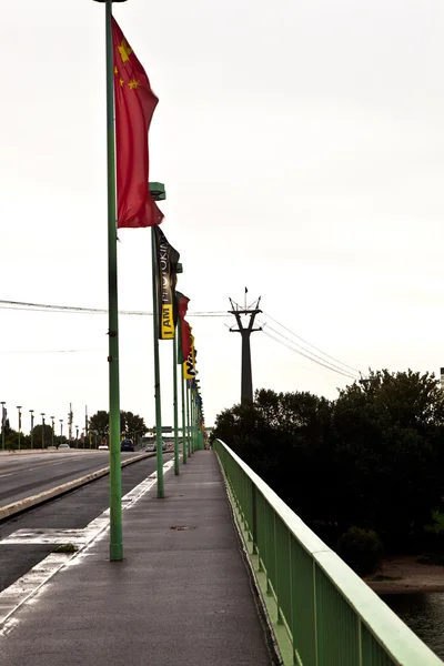 Flag on bridge for Photokina event in cologne — Stock Photo, Image