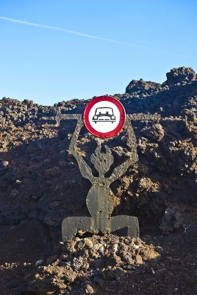 El diabolo, assine para o Parque Nacional Timanfaya em Lanzarote, Canar — Fotografia de Stock