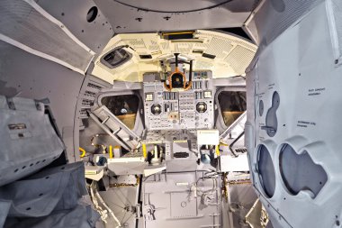Inside the spaceship discovery with view to the control panel clipart