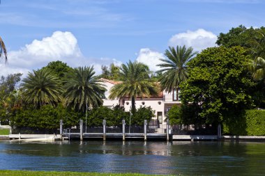 Midday view at Ocean drive in Miami Beach with Art Deco architec clipart