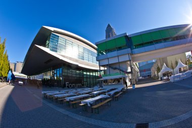 Public day for Frankfurt Book fair, outside view to central plac clipart