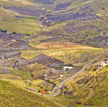 manzara lanzarote, Teras ekimi ile küçük bir kasaba