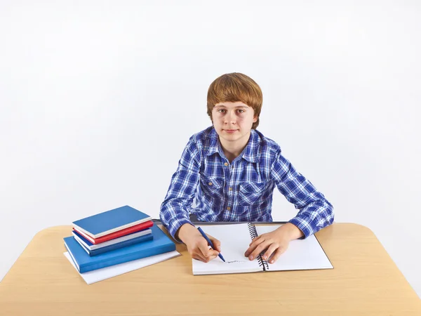 Умный мальчик учится в школе Стоковое Фото