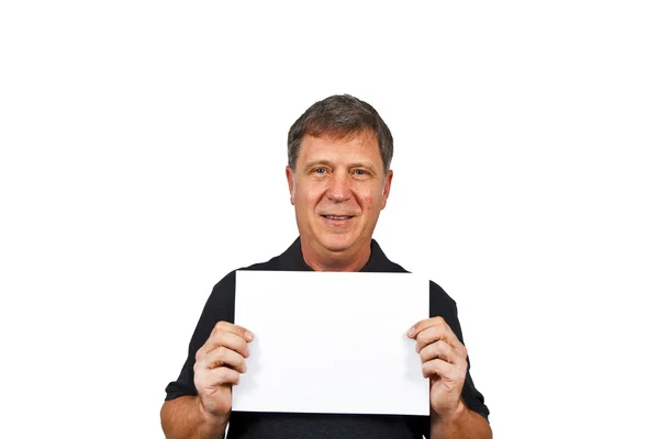 Hombre inteligente sosteniendo un cartel vacío en su mano —  Fotos de Stock
