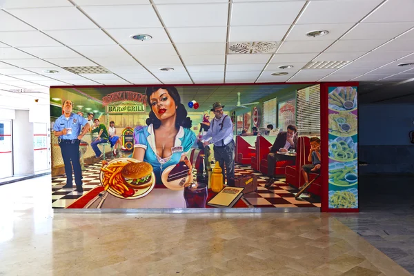 Peinture murale pour annoncer Henry J Beans Burger — Photo