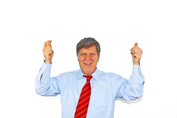 Businessman gesturing with hand, isolated on white Stock Image