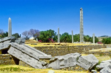 Stele in the northern field at Axum in Ethiopia clipart