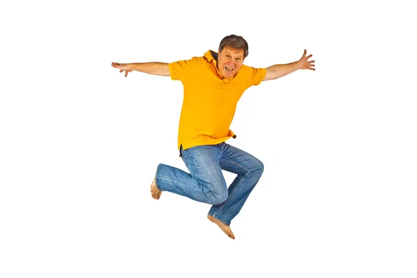 Retrato del hombre saltando en el aire — Foto de Stock
