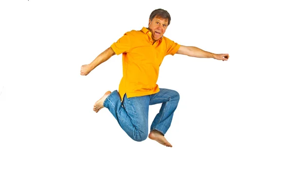 Портрет человека, прыгающего в воздухе — стоковое фото