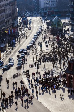 walking at the street with long shadows clipart