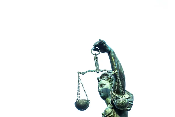 Статуя Леди Правосудия перед Ромером во Франкфурте - Герм — стоковое фото