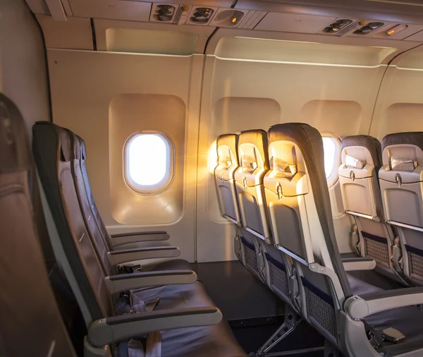 Wschód słońca w kabinie nowoczesne samoloty — Zdjęcie stockowe