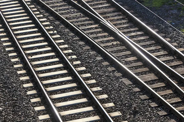Railway tracks with crossing — Stock Photo, Image